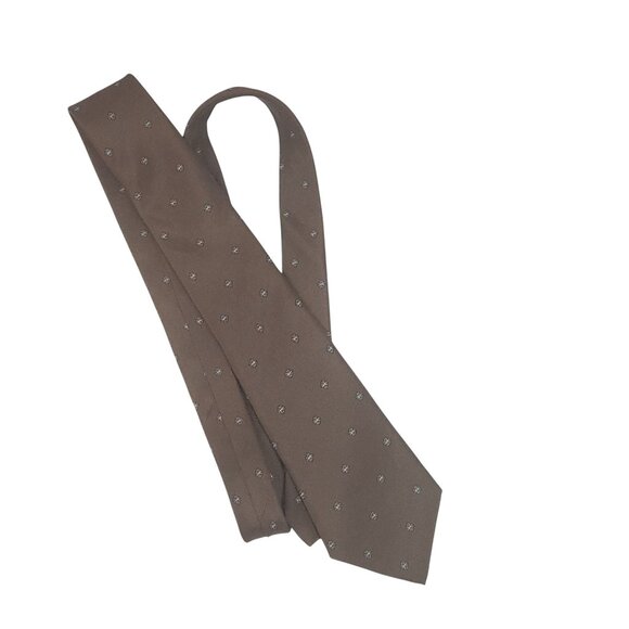 Kuppenheimer Brown Silk Tie With Geometric Pattern Neckwear Accessory - Picture 2 of 6